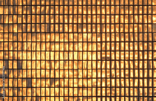 Wall tiles reflect sunlight. Abstract background or texture.