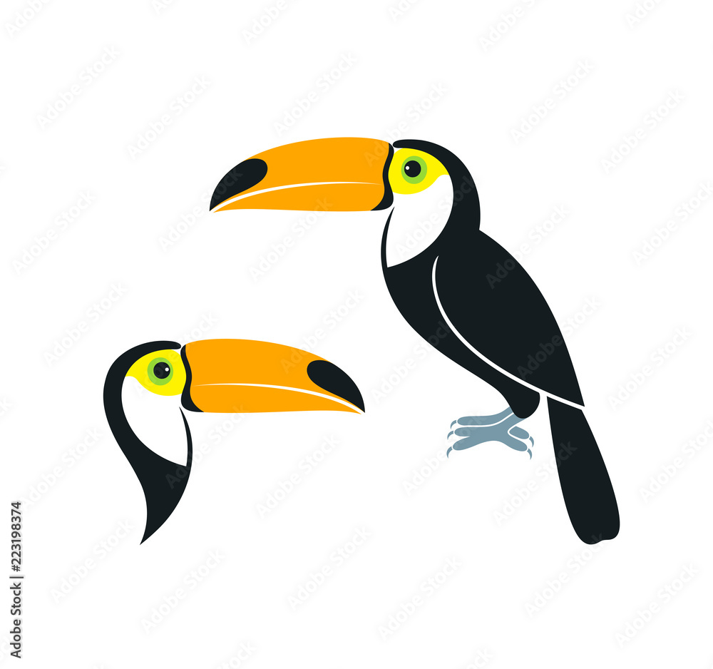 Naklejka premium Toucan logo. Isolated toucan on white background 