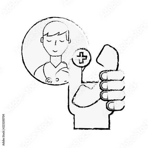 hand holding telephone medical doctor helpline