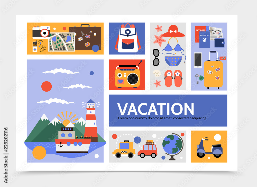Flat Summer Travel Infographic Template