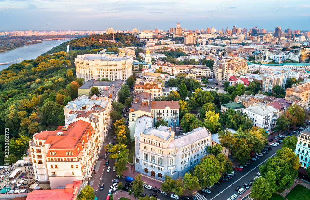 Aerial view of the historic centre of Kiev, Ukraine
