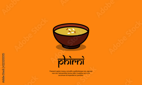 Indian Sweet Phirni Vector Illustration with Happy Smiling Face