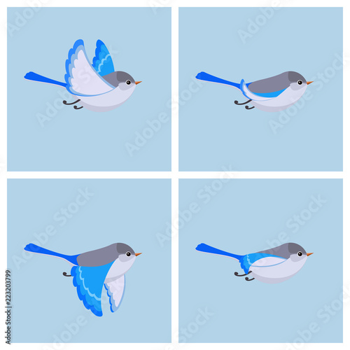 Flying Splendid Fairy Wren (female) animation sprite sheet