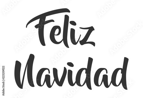 Feliz Navidad lettering template. Greeting card or invitation. Winter holidays related typograph