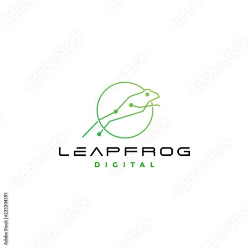 leap frog tech digital logo vector icon design inspirations