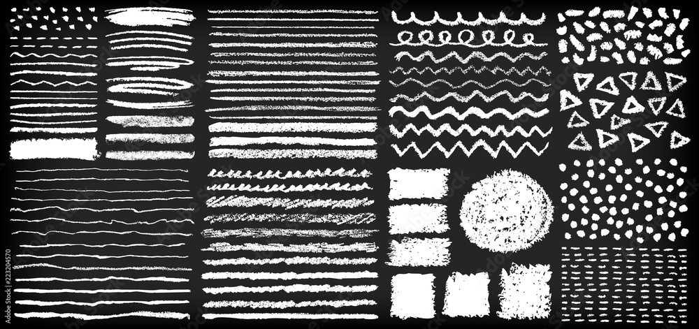 Set of hand painted chalk crayon brushes