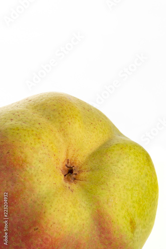 yellow ripe pear on white background