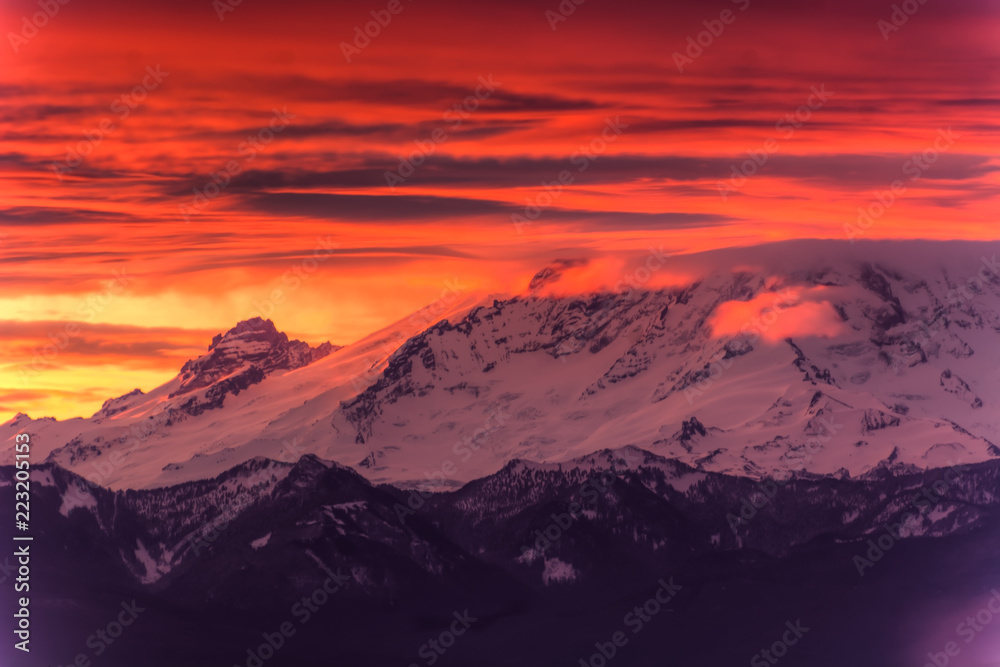 View of Mount Rainier in the state of Washington, USA.