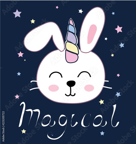 cute bunny unicorn vector illustration for children design