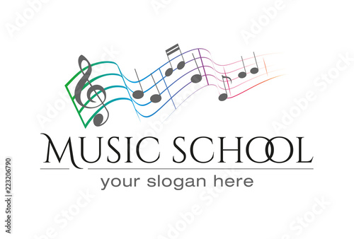 Music scool logo with colorfull notes 