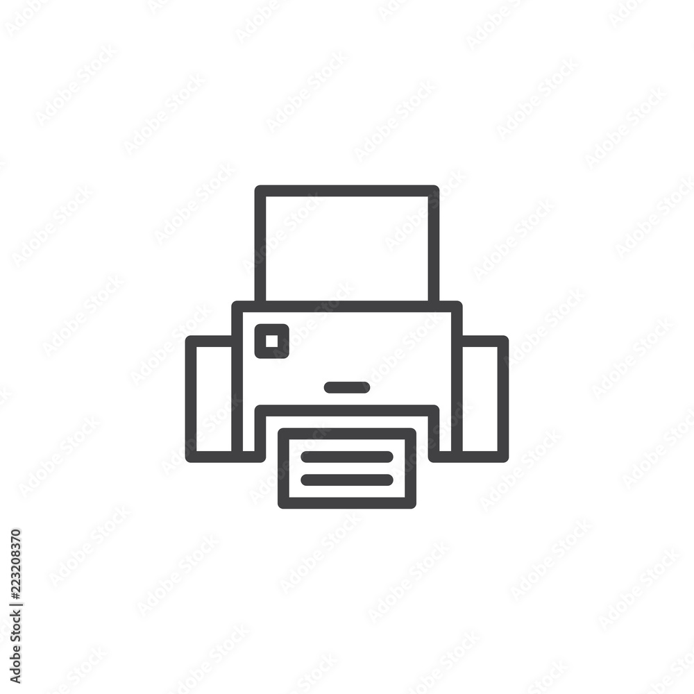Printer outline icon. linear style sign for mobile concept and web design. Printing simple line vector icon. Symbol, logo illustration. Pixel perfect vector graphics
