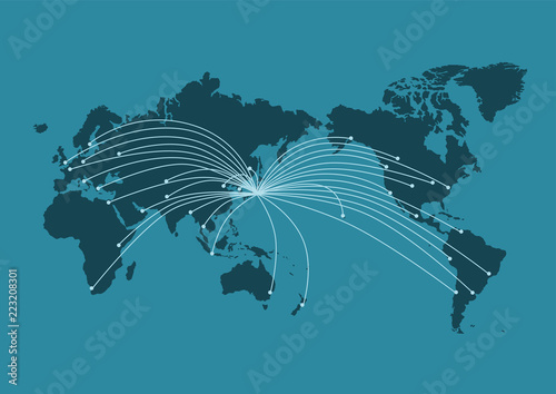 世界地図のイラスト: ビジネス・旅行イメージ