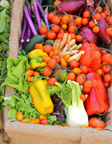 fruits and vegetables for sale at supermarket photo