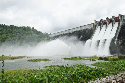 Dam and spillways (Khun Dan Prakan Chon Dam), NAKHONNAYOK, THAILAND photo