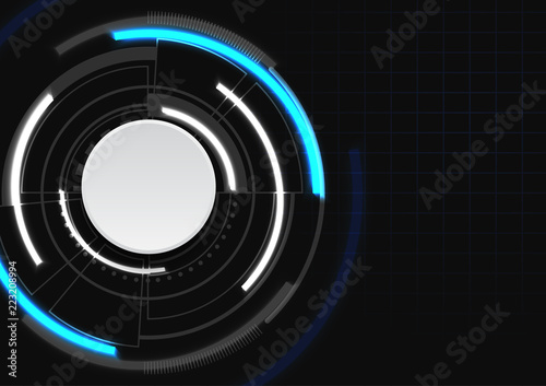 Futuristic circle with blue and white color on dark background