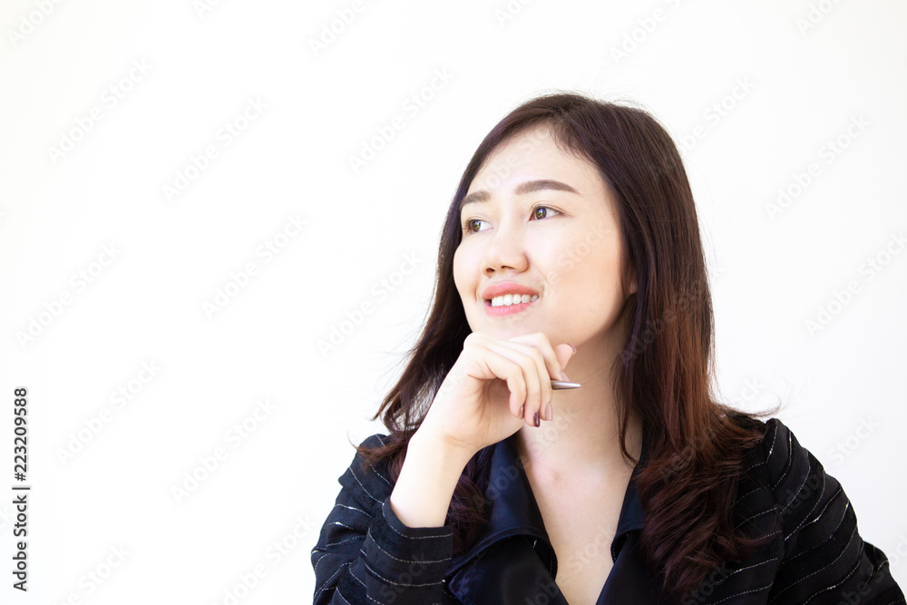 Smart and confident young Asian business women smiling close up. Smart and confident young Asian business women smiling close up.