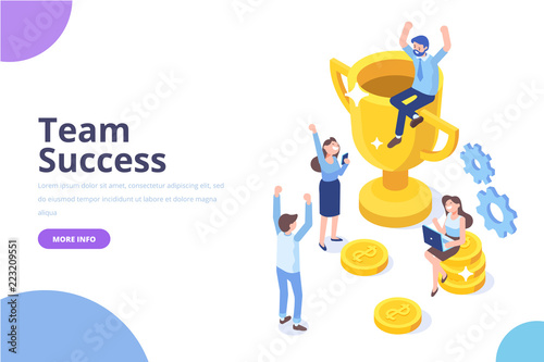 Team Success vector concept. Business people celebrating victory. Vector illustration of a flat design.