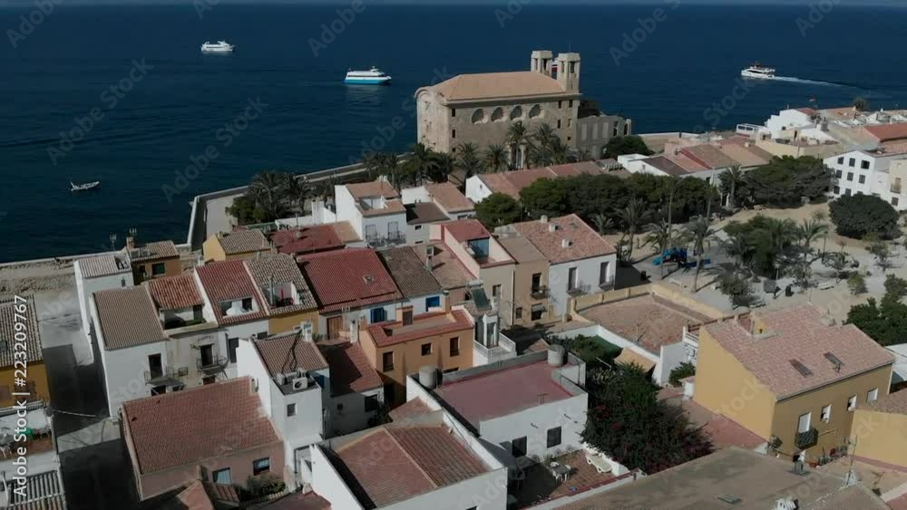 Aerial view of Island of Tabarca with old church and townscape. Spain Aerial view of Island of Tabarca with old church and townscape. Spain