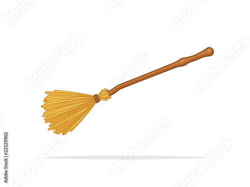 Witch broom besom vector illustration isolated on white