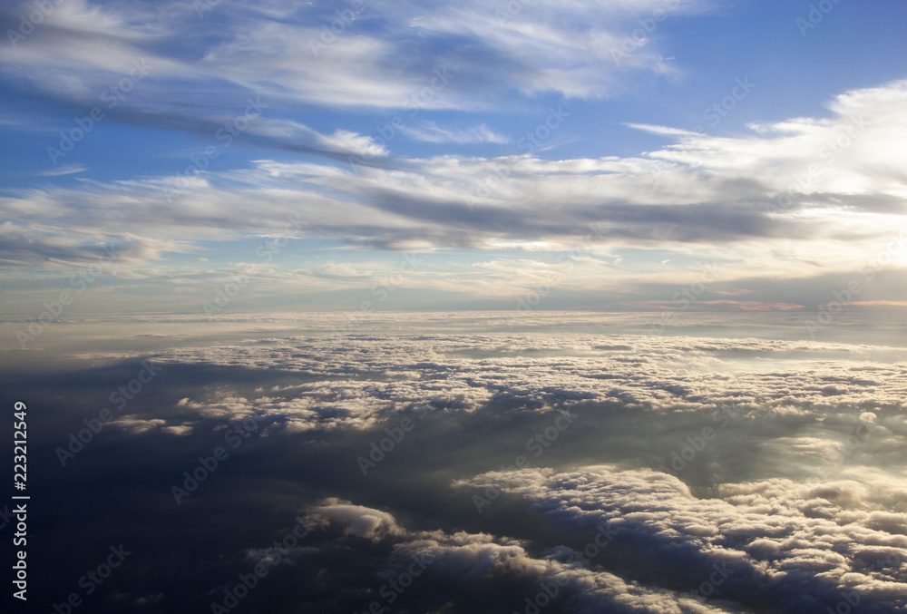 Aerial Sunset Over Clouds View