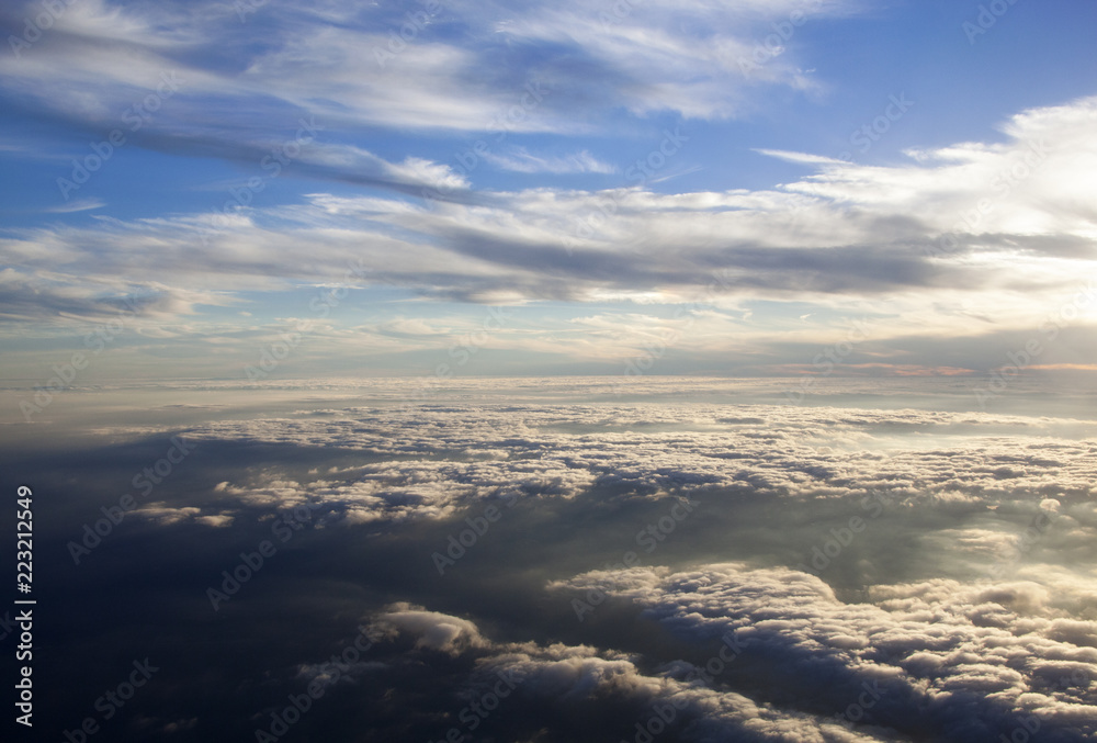 Fototapeta premium Aerial Sunset Over Clouds View