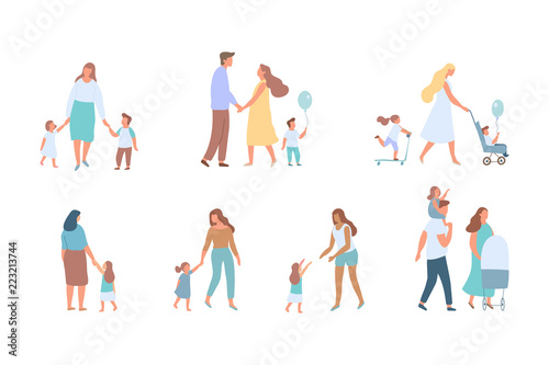 Crowd. Different People vector set3. Male and female flat characters isolated on white background. photo