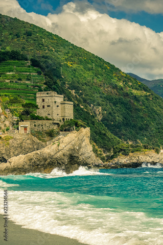 Sea coast in Monterosso al Mare, Cinque Terre Italy.