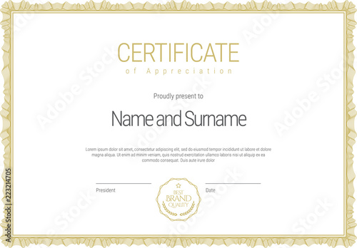 Certificate template. Diploma of modern design or gift certificate.