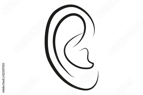 Silueta negra de una oreja.
