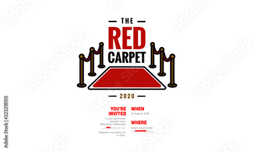 Welcome Event Invitation with Red Carpet Vector Illustration in Flat Style