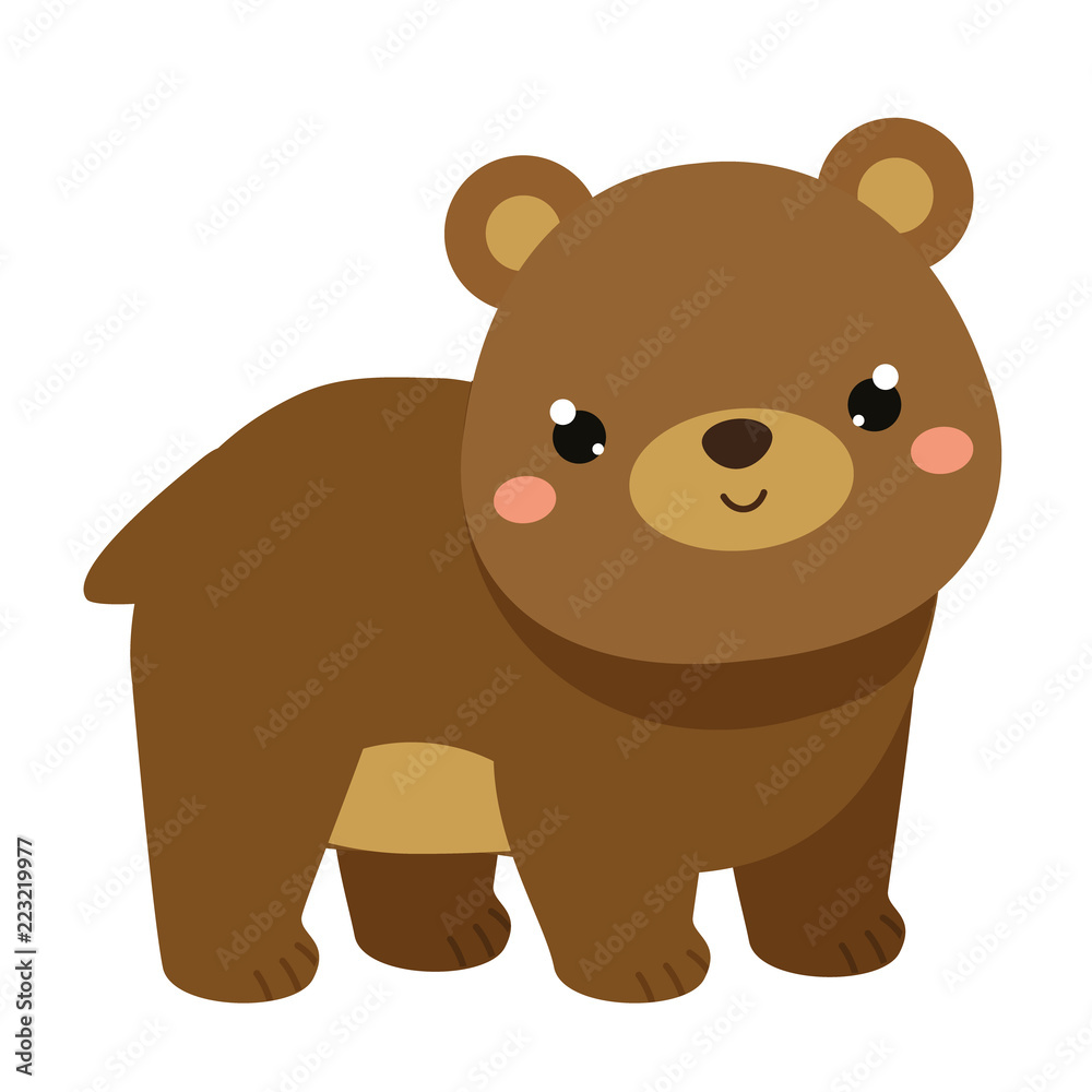 Obraz premium Cute bear. Cartoon forest animal isolated on white