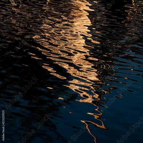 blurred background, reflection in water surface. Element of design.