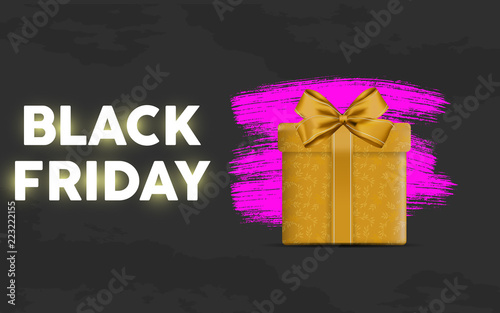black friday sale sale landing page with purple suprise packet in black gradient background. vector illustration. EPS 10