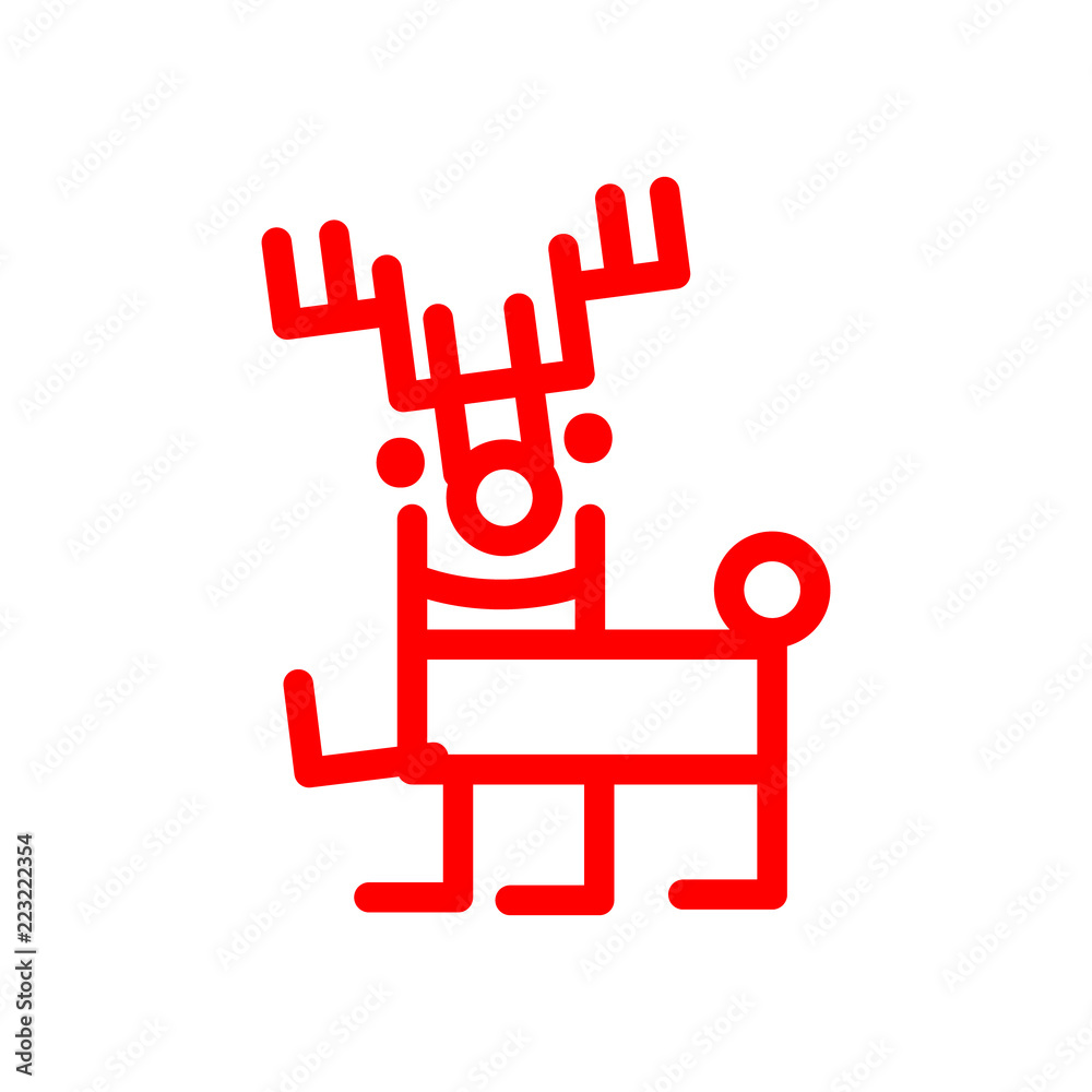 Cartoon deer marker style, red illustration. Christmas decoration vector isolations Cartoon deer marker style, red illustration. Christmas decoration vector isolations