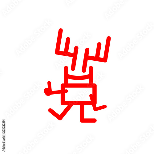 Cartoon deer marker style, red illustration. Christmas decoration vector isolations