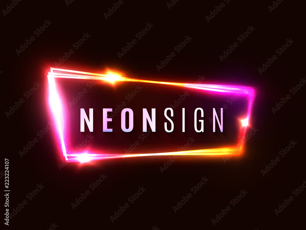 Glamour background. Luxury abstract neon frame on dark red backdrop. Vibrant romantic vector illustration. Night design. Glamour background. Luxury abstract neon frame on dark red backdrop. Vibrant romantic vector illustration. Night design.
