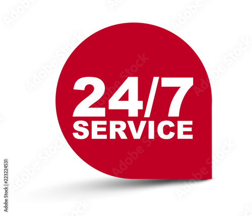 red vector banner 24/7 service