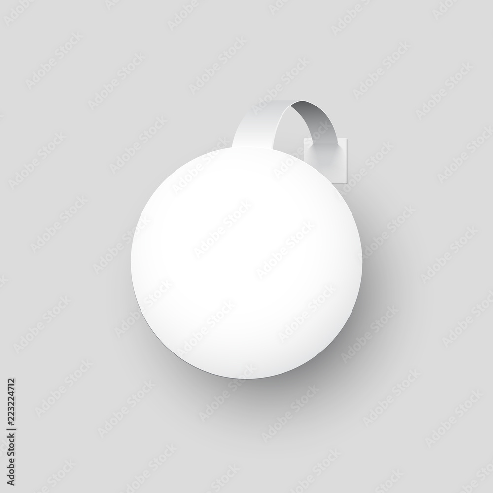 White round paper wobbler isolated on gray background. Vector design element.