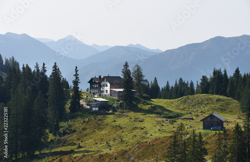 Mountains in the background of Modlinger hut, Gesause National Park, Austria
