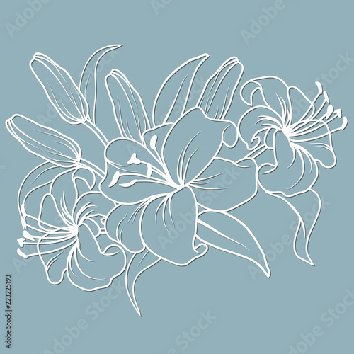 template for laser cutting and Plotter. Flowers, leaves, bouquet for decoration. Vector illustration. lily. plotter and screen printing. serigraphy