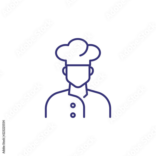 Chef line icon. Man in chef hat and uniform. Occupation concept. Can be used for topics like restaurant, kitchen, cooking