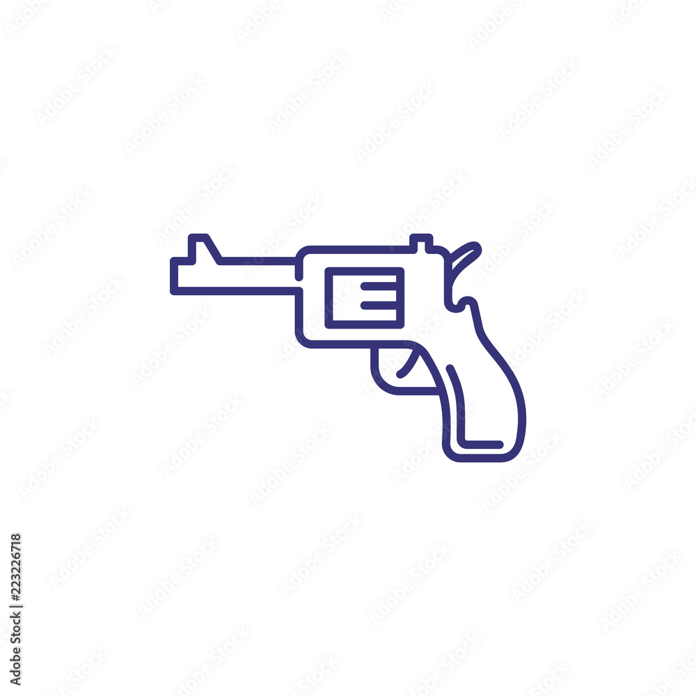 Revolver line icon. Sheriff, criminal, gun. Weapon concept. Vector illustration can be used for topics like crime, terrorism, ammunition