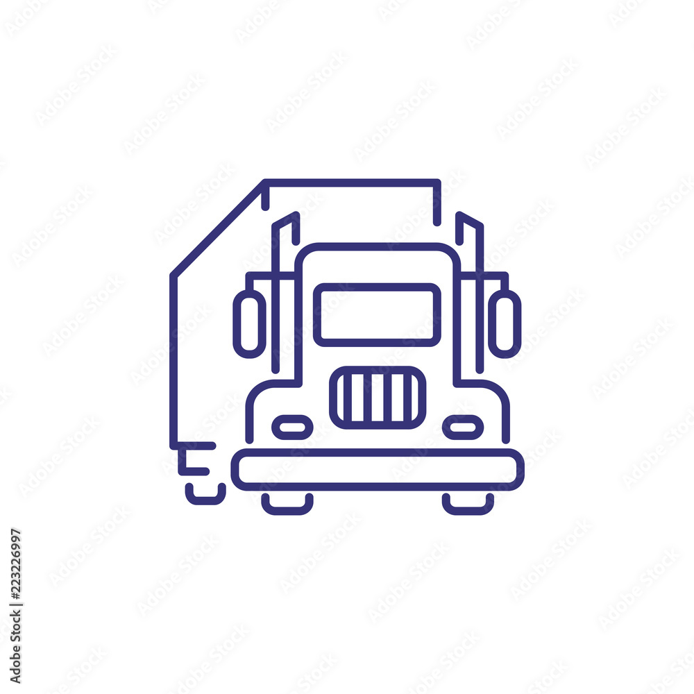 Truck line icon. Van, trailer, vehicle. Logistics concept. Can be used for topics like delivery, business, trade, commerce, shipping