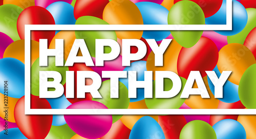 Photography Happy Birthday background with colorful balloons