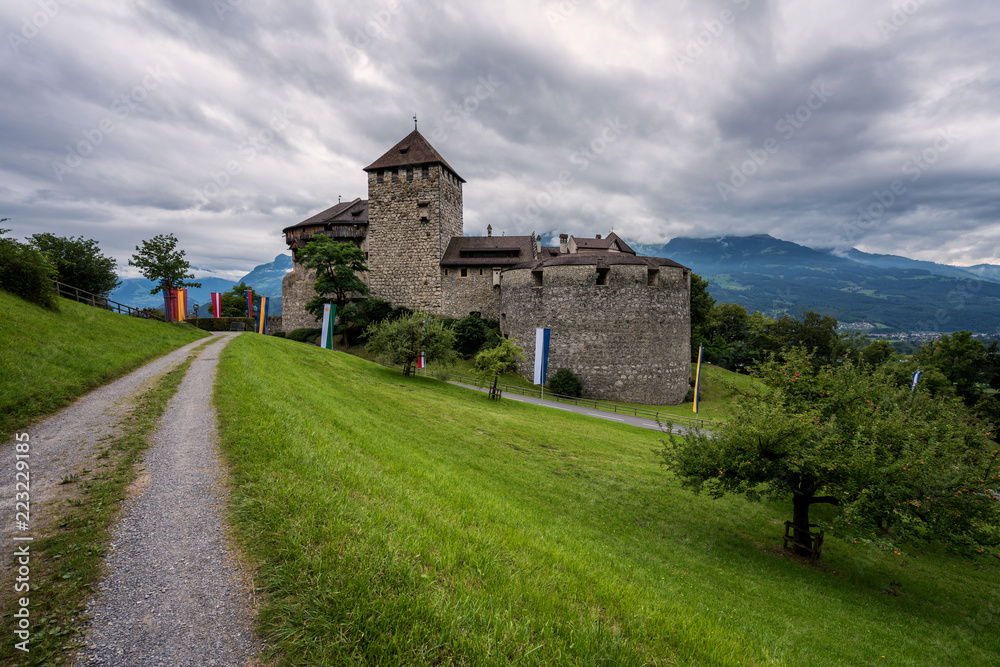 Storm clouds over Liechtenstein, Vaduz Castle.