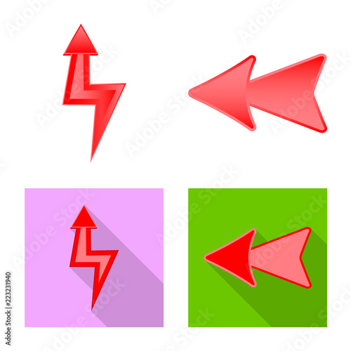 Isolated object of element and arrow sign. Set of element and direction vector icon for stock.