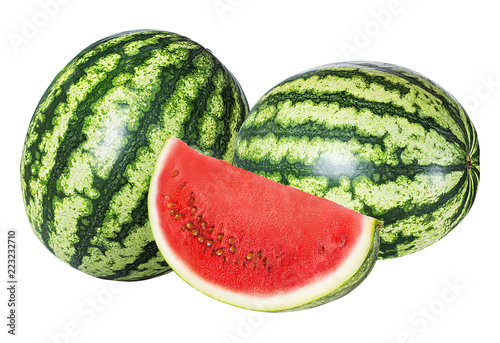 Fresh watermelon isolated on white background with clipping path