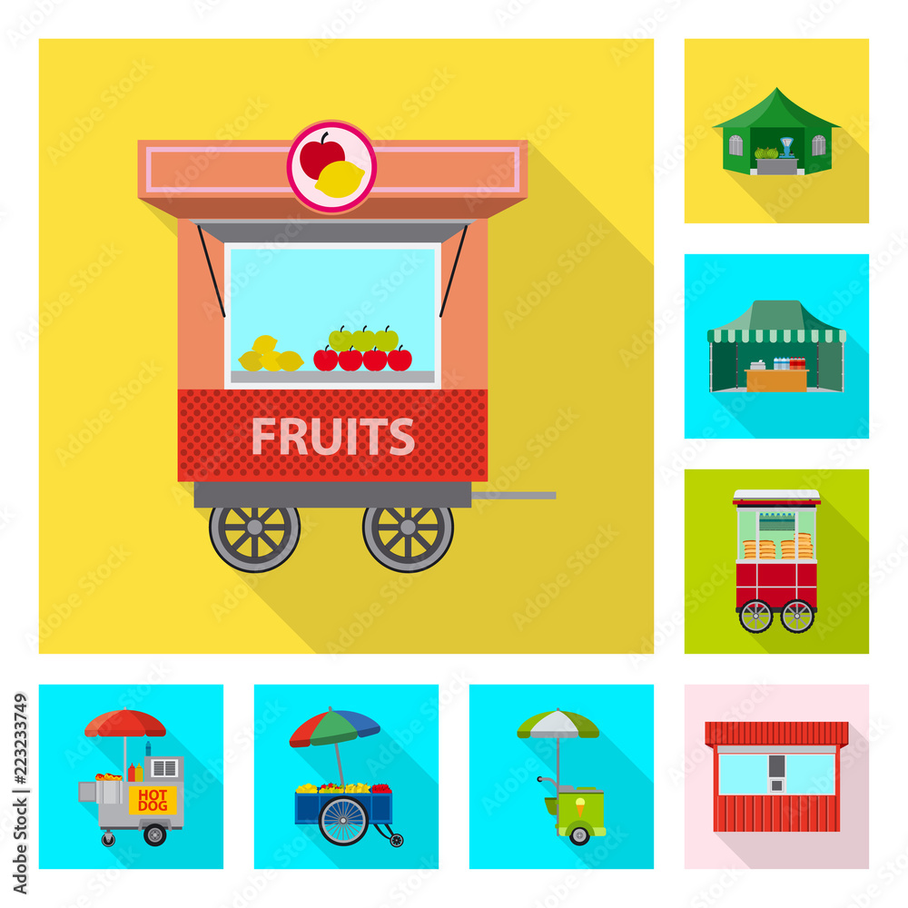 Obraz premium Vector design of market and exterior sign. Set of market and food stock vector illustration.