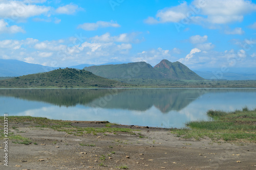 Sleeping warrior seen from the shores of Lake Elementaita, Kenya photo