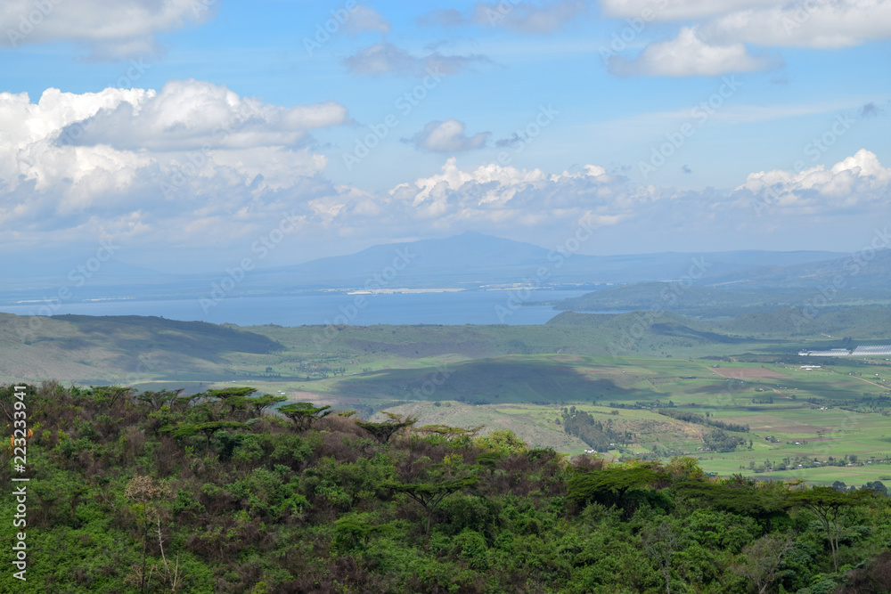 Mount Longonot and Lake Naivasha seen from Eburru Hill, Kenya